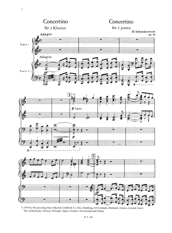 Shostakovich【Concertino Op. 94】for 2 Pianos