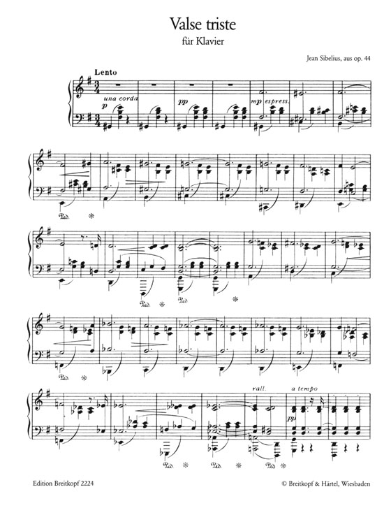 Sibelius【Valse Triste aus Op. 44】für Klavier Sibelius【Valse Triste aus Op. 44】für Klavier