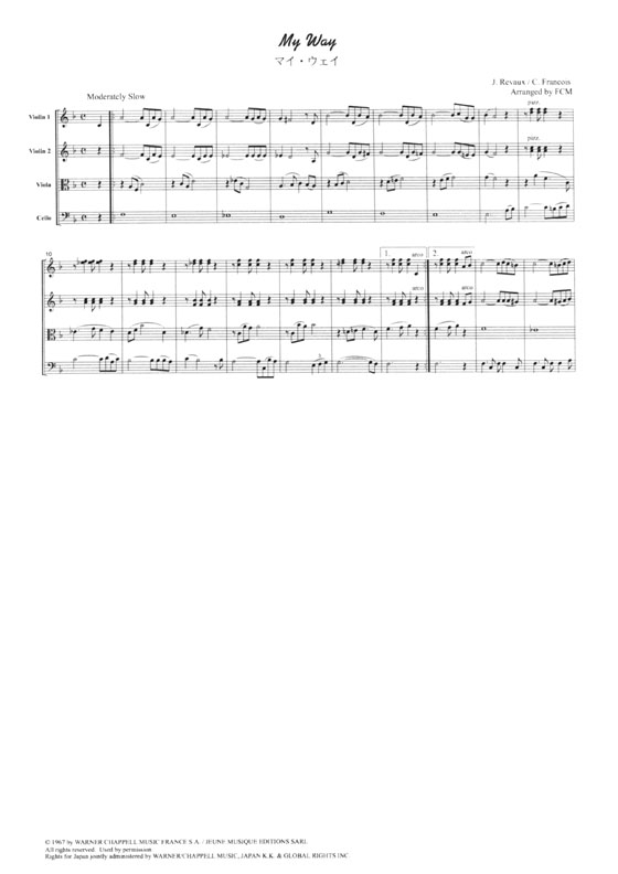 Chanson【My Way / マイ・ウェイ】for String Quartet Chanson【My Way / マイ・ウェイ】for String Quartet