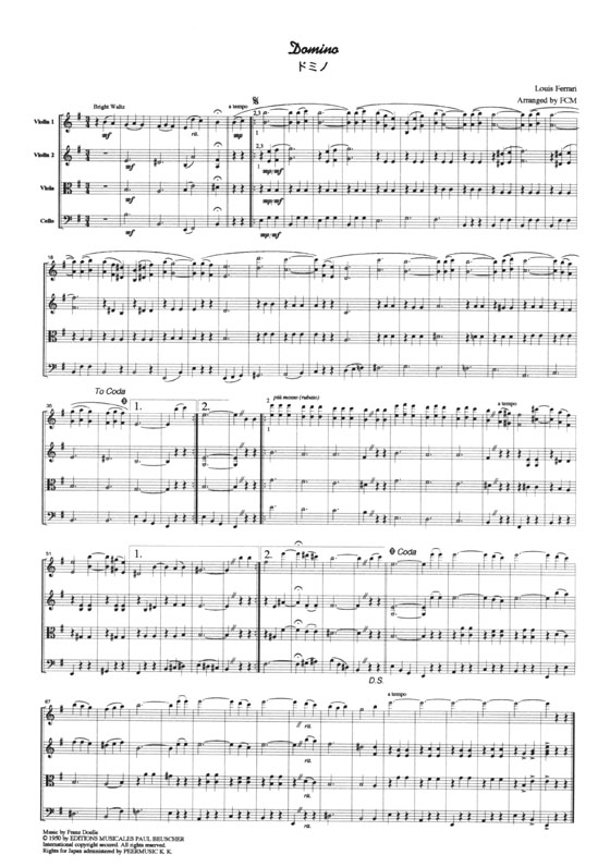 Chanson【Domino ドミノ】for String Quartet Chanson【Domino ドミノ】for String Quartet
