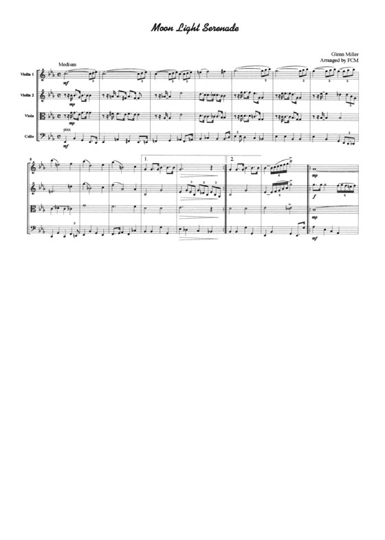Glenn Miller【Moonlight Serenade / ムーンライトセレナーデ】for String Quartet