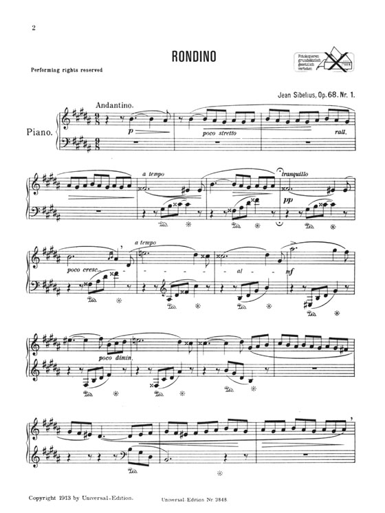 Sibelius【Zwei Rondinos , Op. 68】No. 1 Gis-Moll / No.2 Cis -Moll for Piano