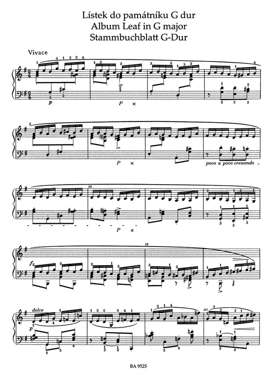 Smetana【Listky Do Pamatniku／Album Leaves／Stammbuchblätter】for Piano