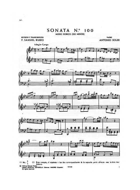 P. Antonio Soler【Sonatas , Tomo Ⅶ】Piano