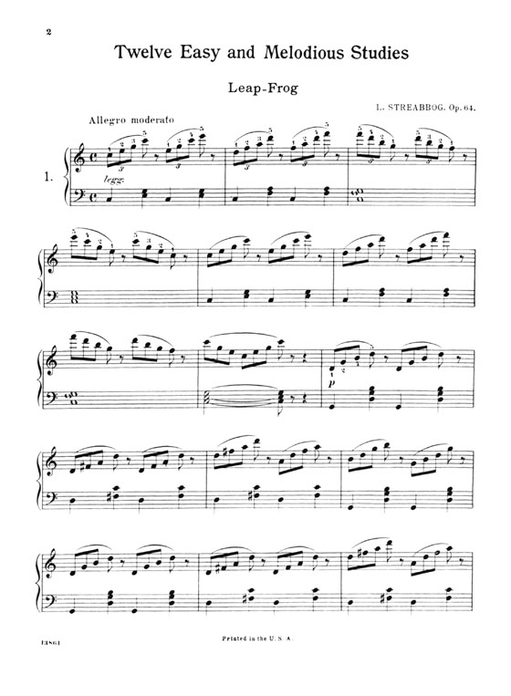 Streabbog【Twelve Easy and Melodious Studies , Op. 64】for The Piano
