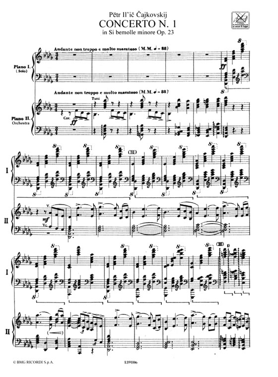 Cajkovskij【CD+樂譜】Concerto N. 1 In Si Bemolle Minore , Op. 23 Per Pianoforte E Orchestra