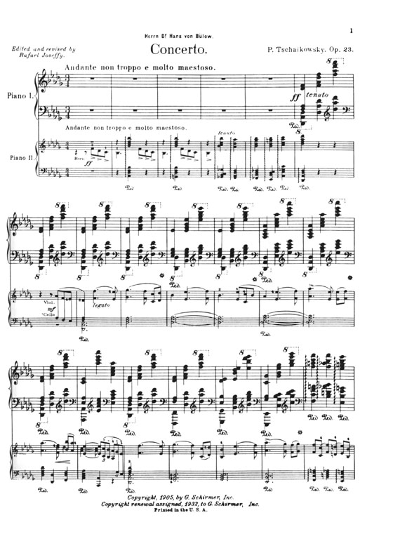 Tschaikowsky【Concerto No.1 In B♭ Minor , Op. 23 】for The Piano