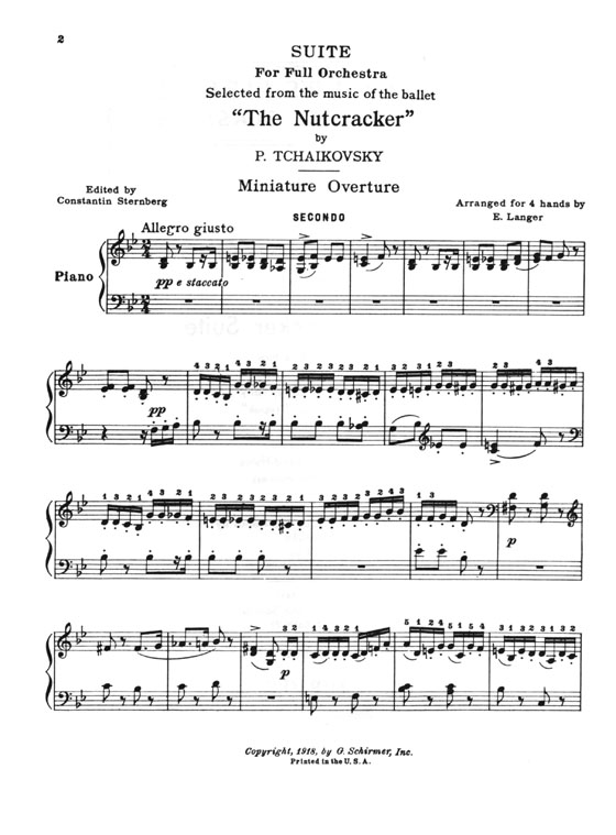 Tchaikovsky【The Nutcracker Suite , Op. 71a】for One Piano , Four-Hands
