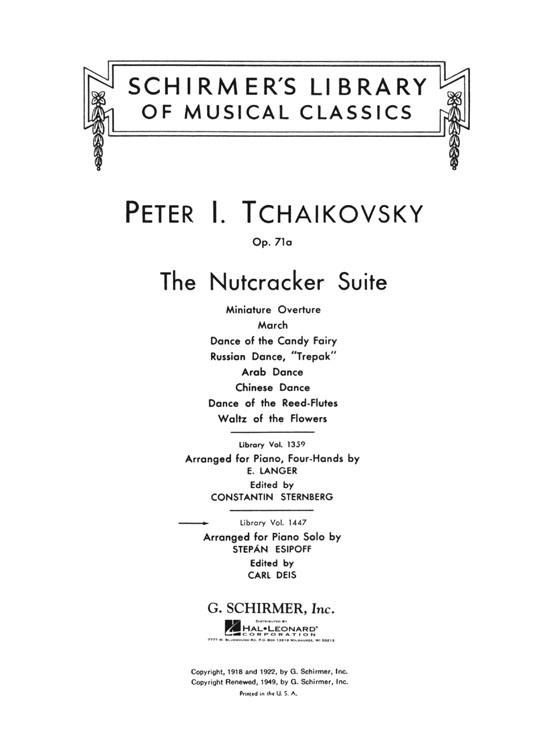 Tchaikovsky【The Nutcracker Suite , Op. 71a 】for The Piano