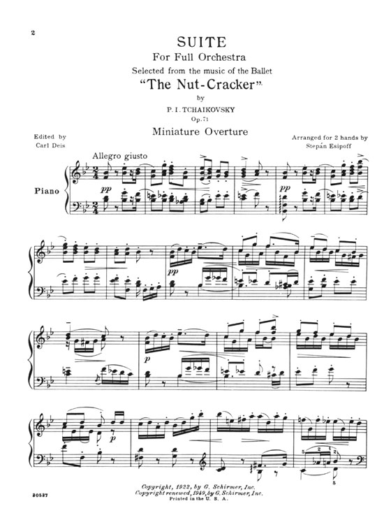 Tchaikovsky【The Nutcracker Suite , Op. 71a 】for The Piano