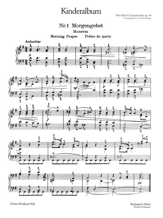 Tschaikowsky【Kinderalbum , Op. 39】24 Leichte Klavierstücke