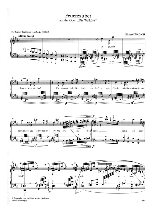 Wagner【Feuerzauber Aus Der Oper , Die Walküre】for Piano