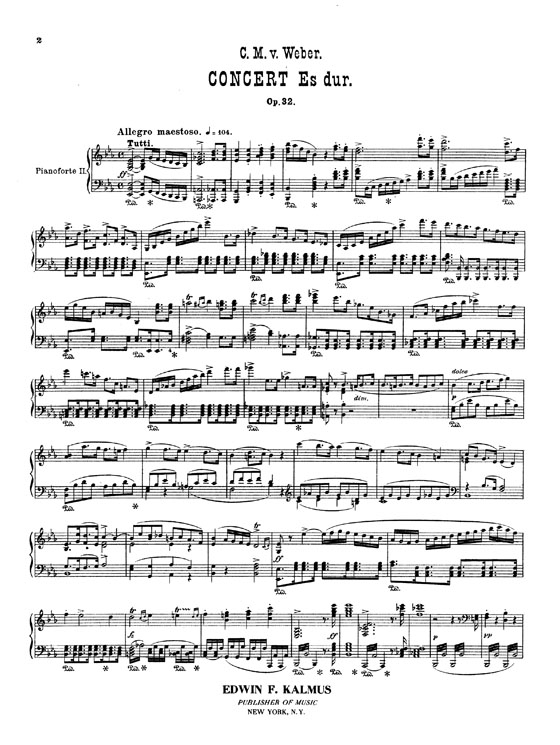 Weber【Piano Concerto No. 2 , Opus 32】 for Piano