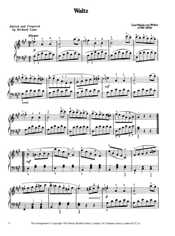 Carl Maria Von Weber【Waltz】The Promenade Series of Piano Music , No. 100
