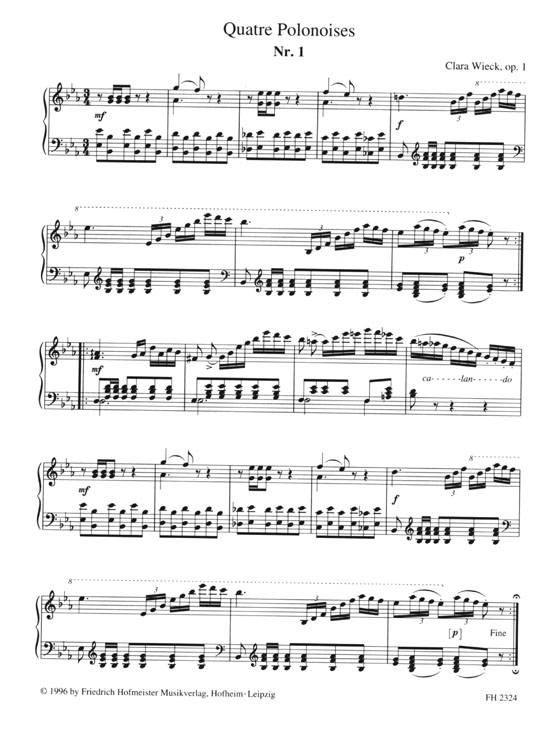 Clara Wieck【Ouatre Polonoise , Op. 1】pour le Pianoforte