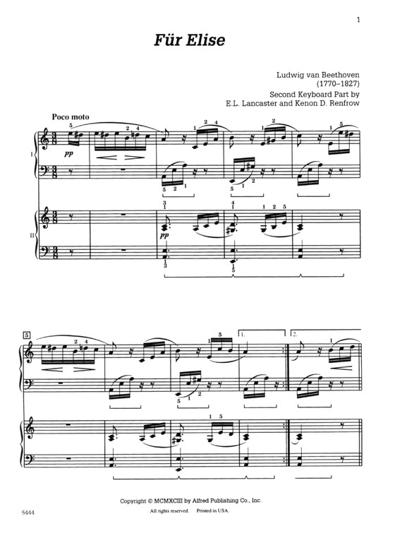 Beethoven【Für Elise】for Two Pianos , Four Hands