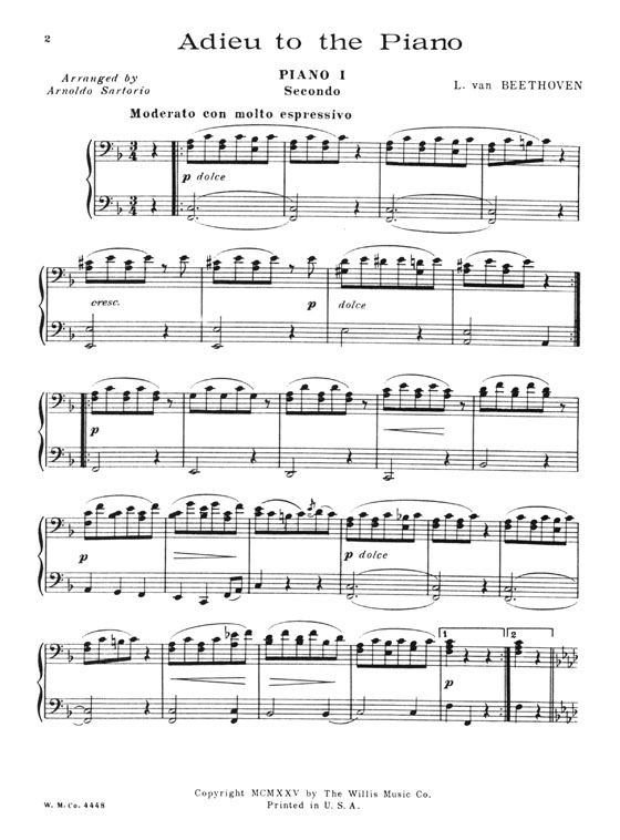 Beethoven【Adieu To The Piano】for Two Pianos , Eight-Hands