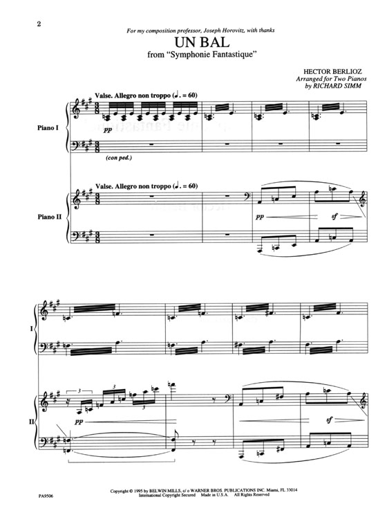 Berlioz【Un Bal et Marche Au Supplice－From Symphonie Fantastique】Arranged for Two Pianos / Four Hands