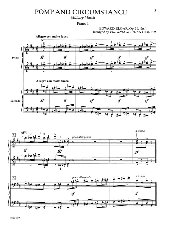 Elgar【Pomp and Circumstance】for Two Pianos , Eight Hands (Late Intermediate)
