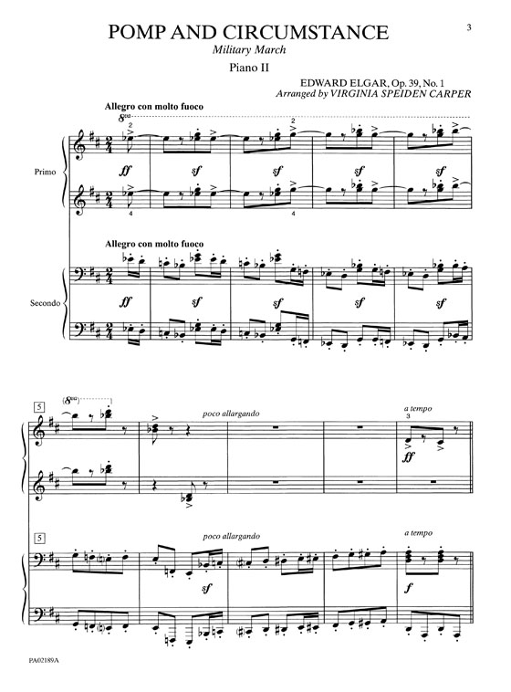 Elgar【Pomp and Circumstance】for Two Pianos , Eight Hands (Late Intermediate)