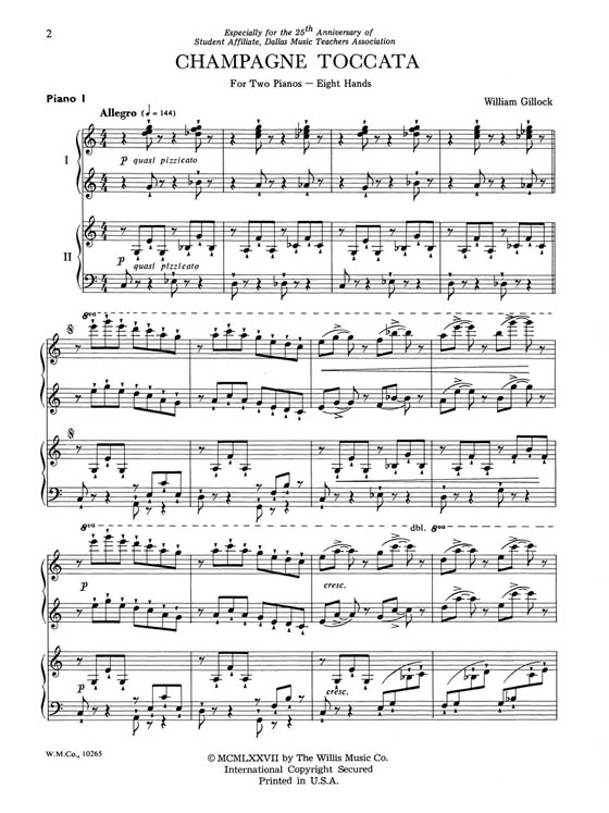 Gillock【Champagne Toccata】for Two Pianos , Eight Hands