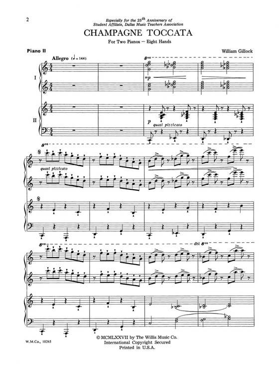 Gillock【Champagne Toccata】for Two Pianos , Eight Hands