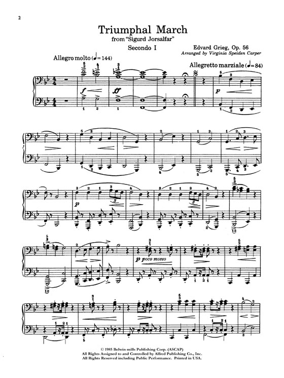 Grieg【Triumphal March－From Sigurd Jorsalfar】for Two Pianos , Eight Hands