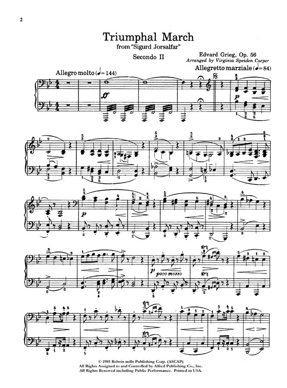 Grieg【Triumphal March－From Sigurd Jorsalfar】for Two Pianos , Eight Hands