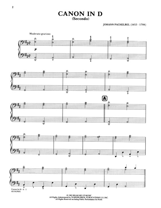 Pachelbel【Canon in D】1 Piano , 4 Hands (Level 3) Popular Piano Duets