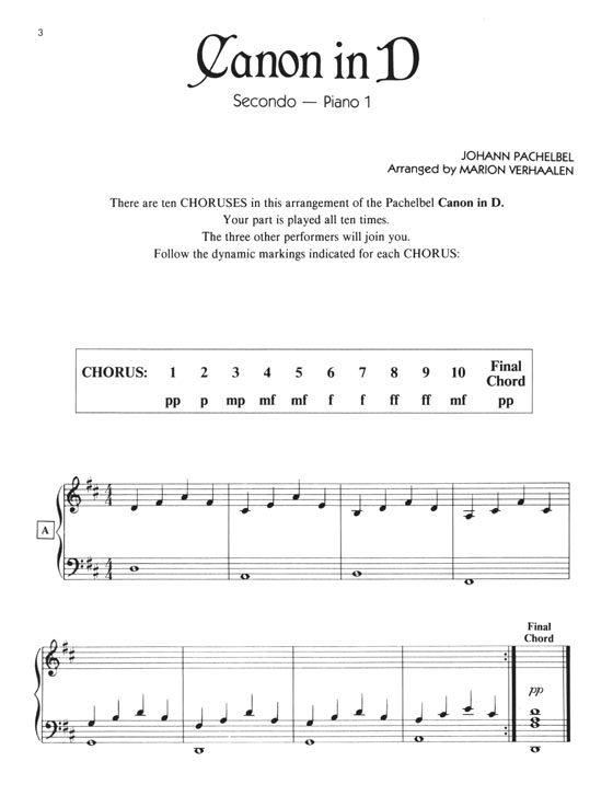 Pachelbel【Canon in D】for 2 Pianos , 4 Performers (Elementary Level) Piano Ensemble