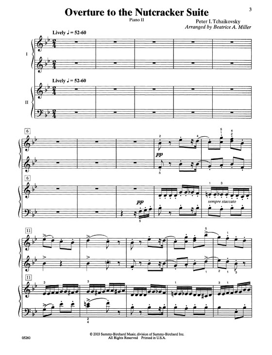 Tchaikovsky【Overture To The Nutcracker Suite】for Two Pianos , Eight Hands (Intermediate)