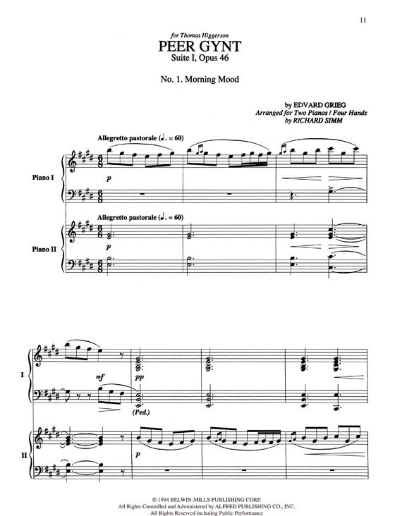 【5 Classical Favorites】Arranged for Two Pianos, Four Hands