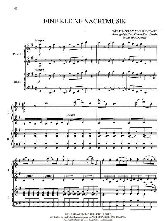 【5 Classical Favorites】Arranged for Two Pianos, Four Hands