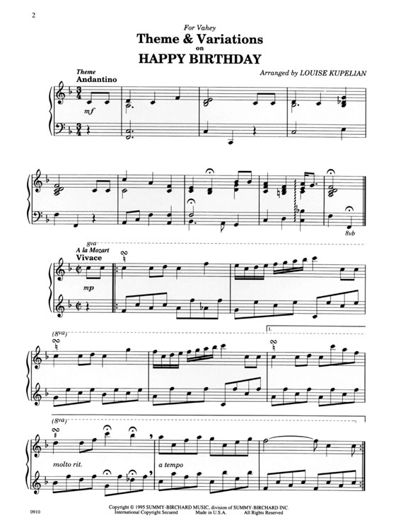 Happy Birthday To You－Theme & Variations for Piano