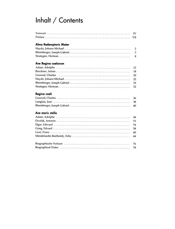 【Marianische Gesänge Ⅱ/Marian Hymns Ⅱ】Settings for Solo Voice and Organ 【Marianische Gesänge Ⅱ/Marian Hymns Ⅱ】Settings for Solo Voice and Organ