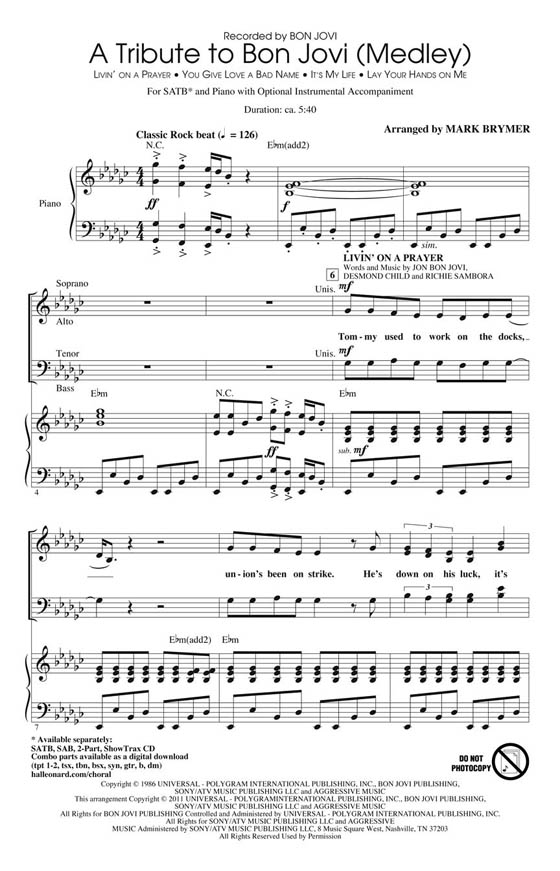 A Tribute To Bon Jovi (Medley) SATB