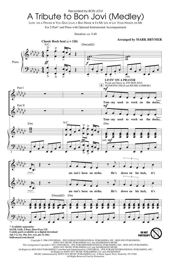 A Tribute To Bon Jovi (Medley) 2-Part A Tribute To Bon Jovi (Medley) 2-Part