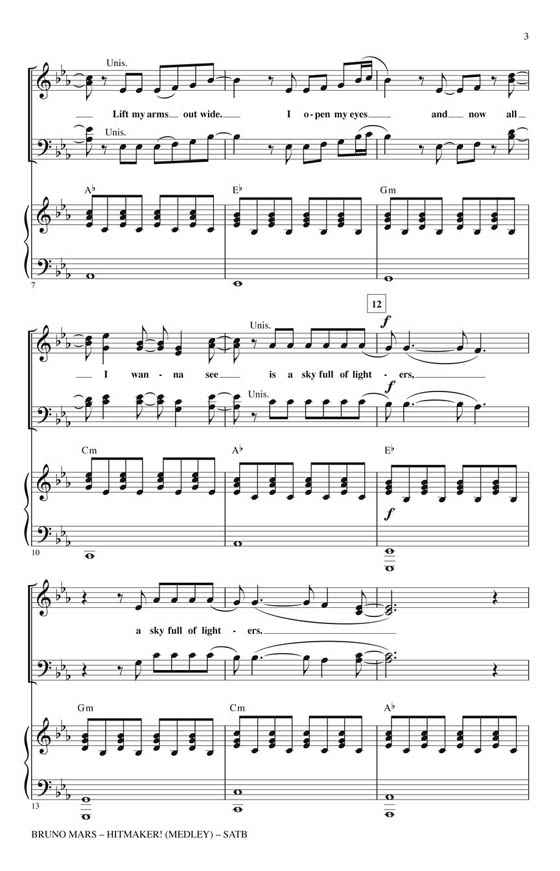 Bruno Mars-Hitmaker! (Medley) SATB