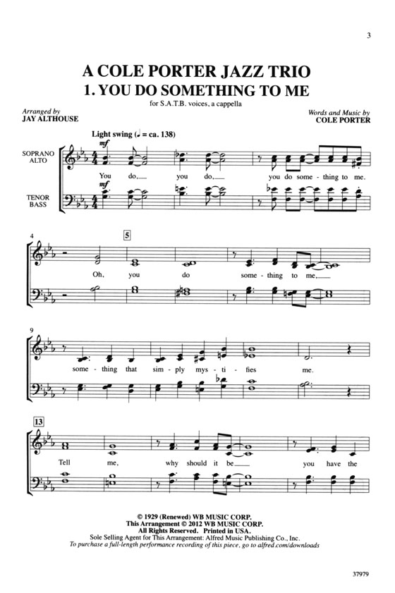 【A Cole Porter Jazz Trio】SATB, a cappella