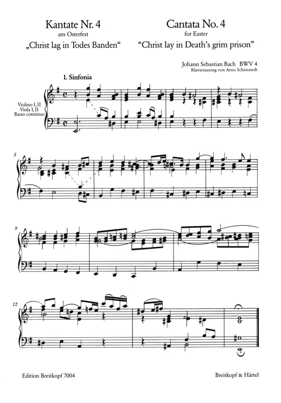 J.S. Bach【Kantate Nr, 4- Christ Lag in Todes Banden , BWV 4】Klavierauszug J.S. Bach【Kantate Nr, 4- Christ Lag in Todes Banden , BWV 4】Klavierauszug