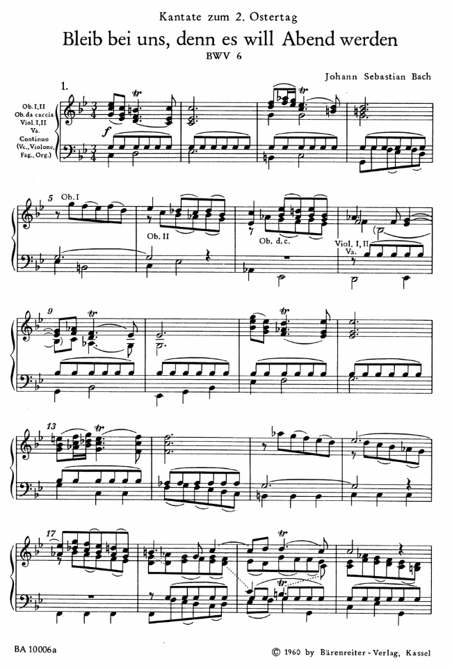 J.S. Bach【Bleib Bei Uns, Denn Es Will Abend Werden , Kantate zum 2. Ostertag , BWV 6】Klavierauszug ,Vocal Score