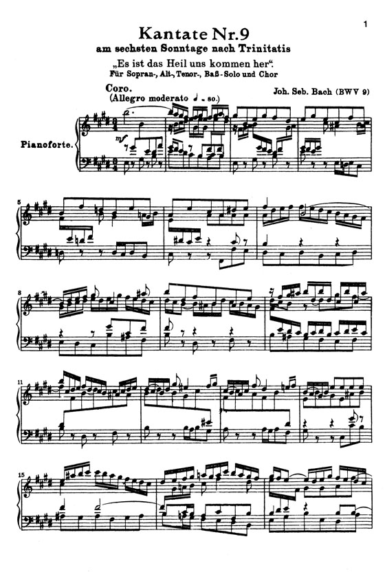 J.S. Bach【Cantata , No. 9 -Es Ist Das Heil Uns Kommen Her , BWV 9】Choral Score J.S. Bach【Cantata , No. 9 -Es Ist Das Heil Uns Kommen Her , BWV 9】Choral Score