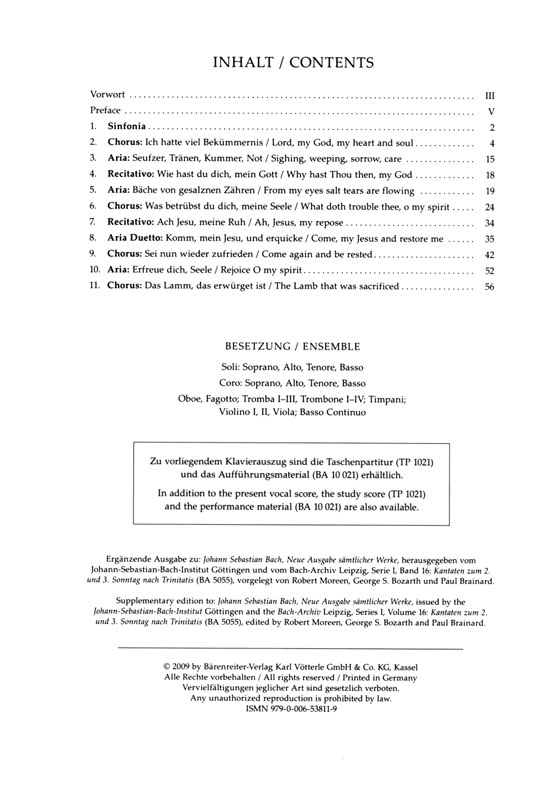 J.S. Bach【Lord My God, My heart And Soul Were Sore Distrest- Cantata For The 3rd Sunday After Trinity , BWV 21 】Klavierauszug ,Vocal Score J.S. Bach【Lord My God, My heart And Soul Were Sore Distrest- Cantata For The 3rd Sunday After Trinity , BWV 21 】Klavierauszug ,Vocal Score