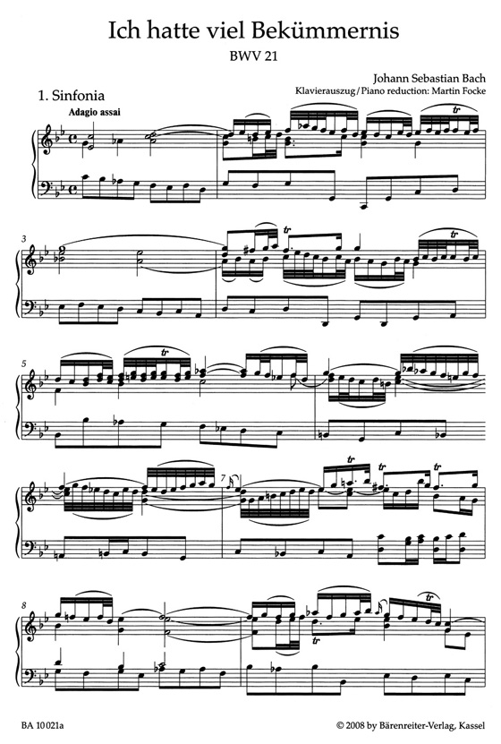 J.S. Bach【Lord My God, My heart And Soul Were Sore Distrest－ Cantata For The 3rd Sunday After Trinity , BWV 21 】Klavierauszug ,Vocal Score