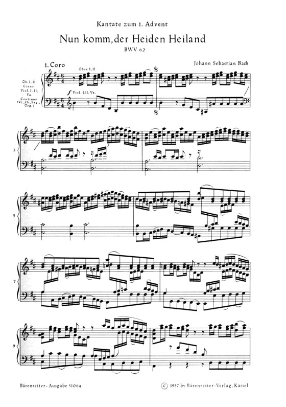 J.S. Bach【Nun Komm, Der Heiden Heiland-Kantate Zum 1. Advent , BWV 62】Klavierauszug ,Vocal Score J.S. Bach【Nun Komm, Der Heiden Heiland-Kantate Zum 1. Advent , BWV 62】Klavierauszug ,Vocal Score