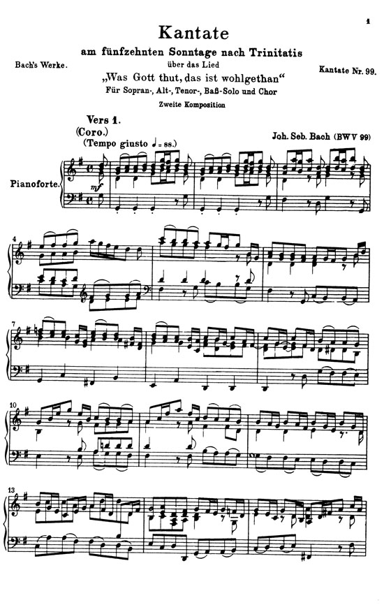 J.S. Bach【Cantata No. 99 Was Gott Tut, Das Ist Wohlgetan , BWV 99】Vocal Score J.S. Bach【Cantata No. 99 Was Gott Tut, Das Ist Wohlgetan , BWV 99】Vocal Score