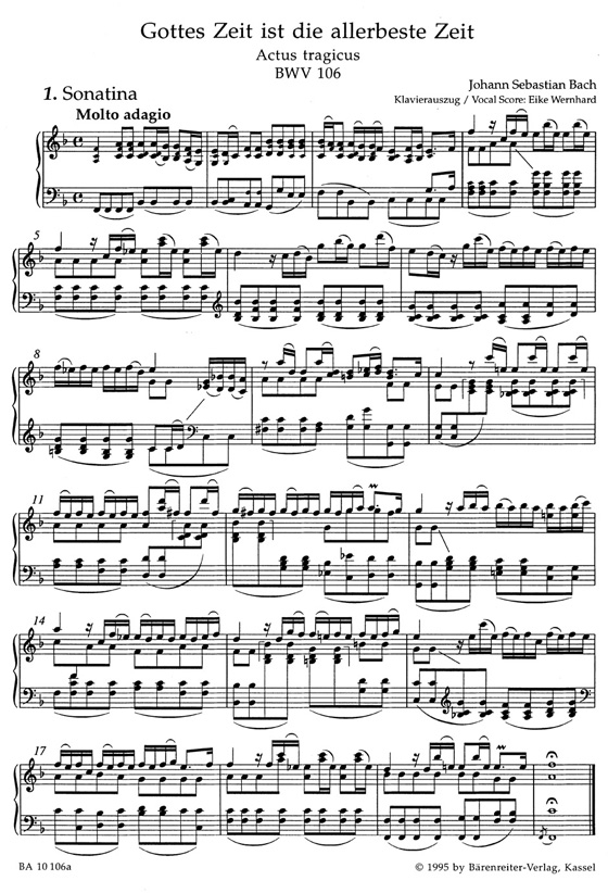 J.S. Bach【Gottes Zeit Ist Die Allerbeste Zeit-Actus Tragicus , BWV 106】Klavierauszug ,Vocal Score J.S. Bach【Gottes Zeit Ist Die Allerbeste Zeit-Actus Tragicus , BWV 106】Klavierauszug ,Vocal Score