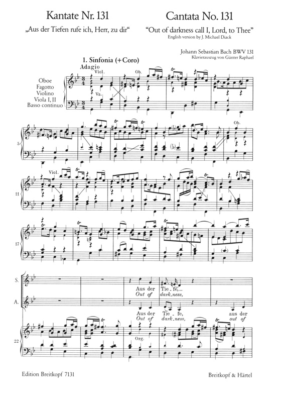 J.S. Bach【Kantate Nr. 131-Aus Der Tiefen Rufe Ich, Herr, Zu Dir , BWV 131】Klavierauszug J.S. Bach【Kantate Nr. 131-Aus Der Tiefen Rufe Ich, Herr, Zu Dir , BWV 131】Klavierauszug