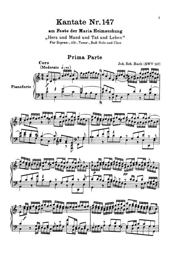 J.S. Bach【Cantata No. 147－ Herz Und Mund Und Tat Und Leben , BWV 147】Choral Score