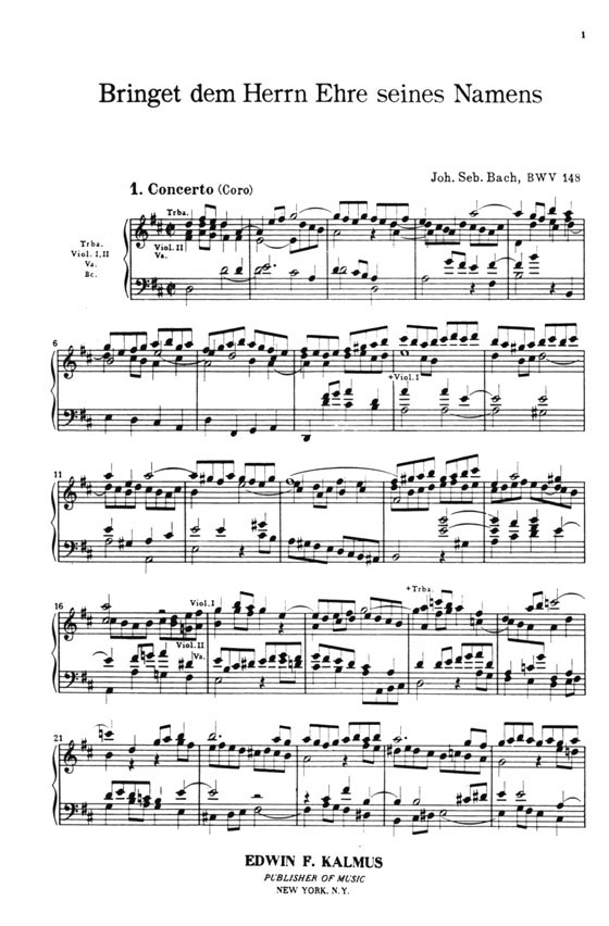 J.S. Bach【 Cantata No. 148-Bringet Dem Herrn Ehre Seines Namens , BWV 148】Vocal Score J.S. Bach【 Cantata No. 148-Bringet Dem Herrn Ehre Seines Namens , BWV 148】Vocal Score